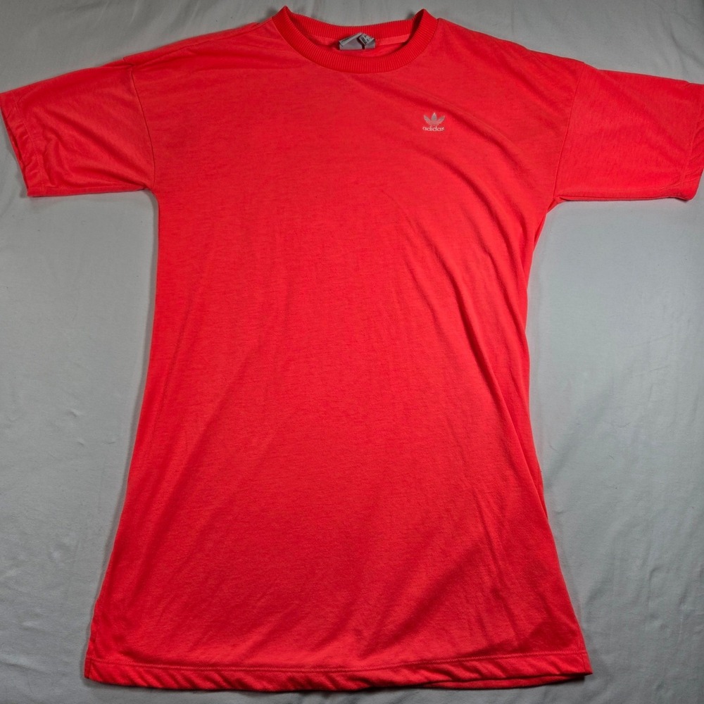 Adidas Womens Small Adicolor T-Shirt Dress Trefoil Logo Casual Real Magenta‎